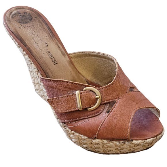 FRANCO BARBIERI - Wedge Platform - Leather and Straw Espadrille - Made in Italy - Picture 10 of 13